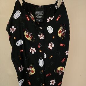 Studio Ghibli Spirited Away Her Universe No Face Tank Top Shirt Tie Front XS